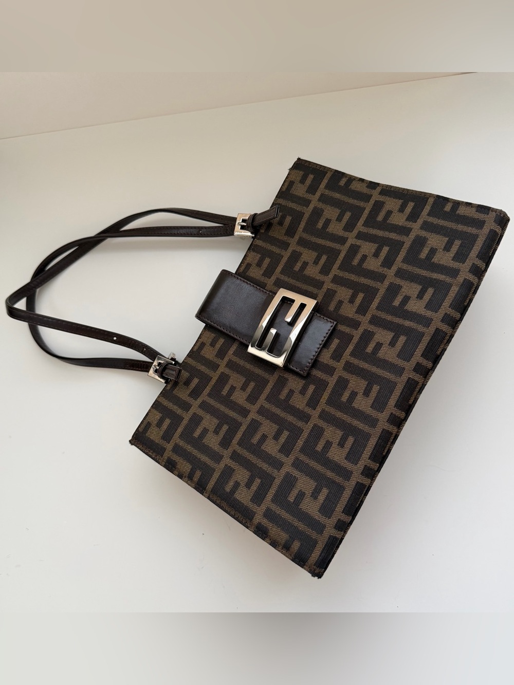 Fendi Brown Canvas Zucca Half Shoulder Bag